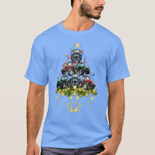 Tractor Christmas Tree Lights Holiday Tractor Love T-Shirt