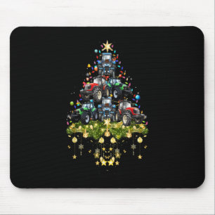 Tractor Christmas Tree Lights Holiday Tractor Xmas Mouse Mat