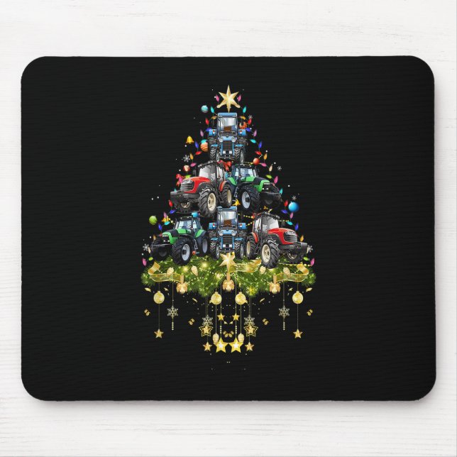 Tractor Christmas Tree Lights Holiday Tractor Xmas Mouse Mat (Front)