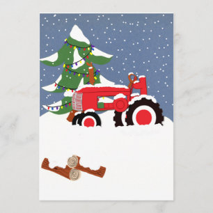 Tractor Christmas Wedding Invitation