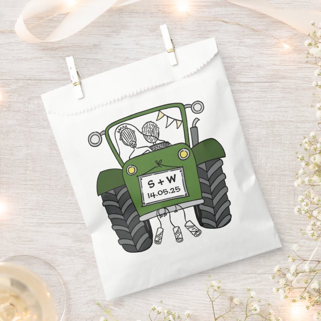 Tractor Country Wedding Favour Bag (Clipped)