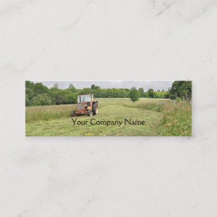 Tractor cutting hay agricultural business card