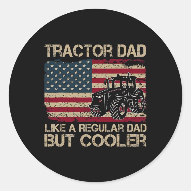 Tractor Dad Like A Regular Dad Tractor Fathers Day Classic Round Sticker (Front)
