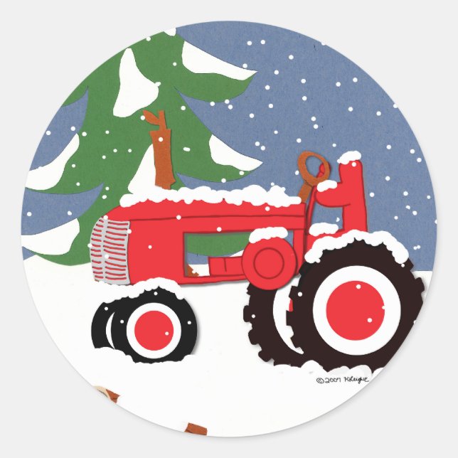 Tractor Envelope Seal Winter Sticker (Front)