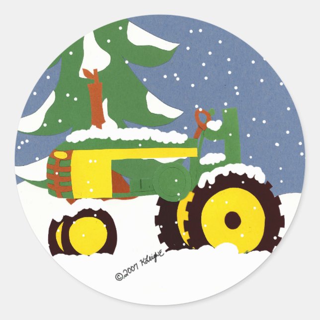 Tractor Envelope Seal Winter Sticker (Front)