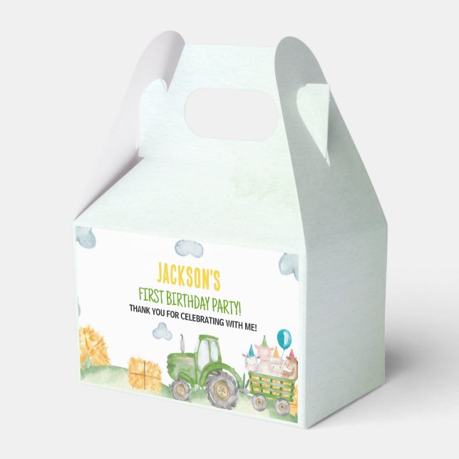 Tractor Farm Animal Birthday Party Favour Box (Front Side)