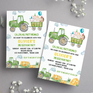 Tractor Farm Animal Birthday Party Invitation