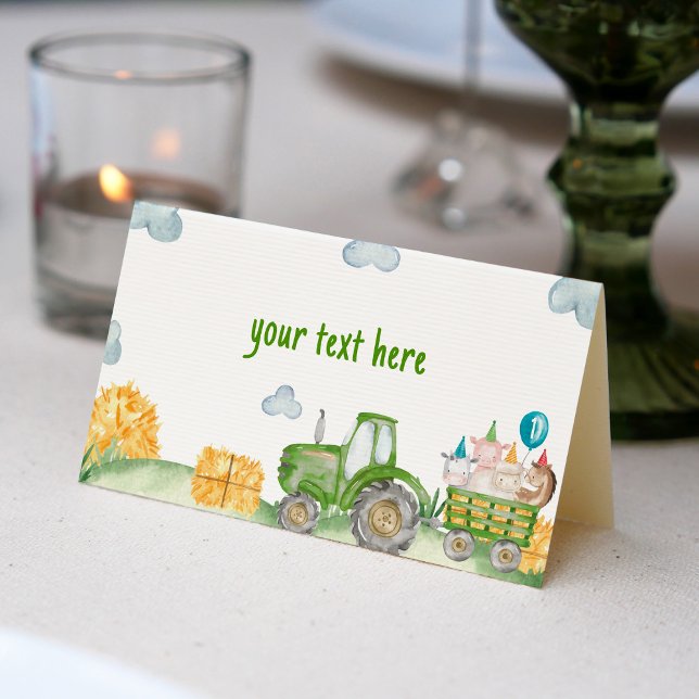 Tractor Farm Animal Birthday Party Place Card (Creator Uploaded)