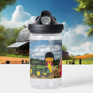 Tractor Farm Animals Add Child's Name Cute Water Bottle