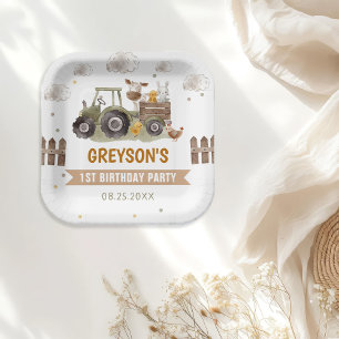 Tractor Farm Birthday Party Animals Barn Paper Plate