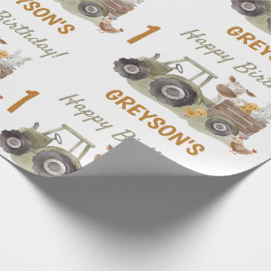Tractor Farm Birthday Party Animals Barn Wrapping Paper