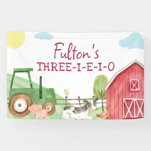 Tractor Farm Birthday Party Banner (Horizontal)