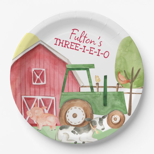 Tractor Farm Birthday Party Plates (Front)