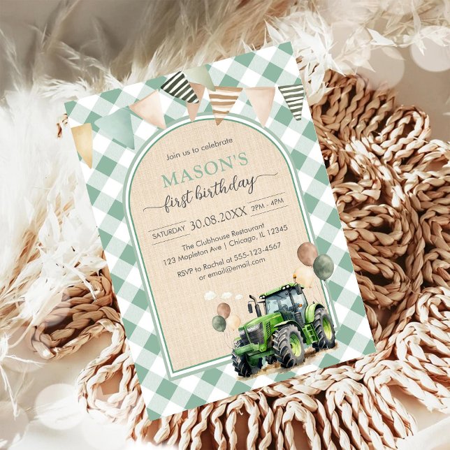 Tractor Farm Kids Boy Birthday Invitation (Creator Uploaded)