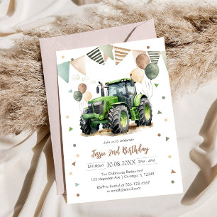 Tractor Farm Kids Boy Birthday Invitation