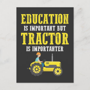 Tractor Farm Trucker Education Important Farming Postcard