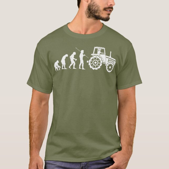 Tractor farmer evolution gift agriculture farm T-Shirt (Front)
