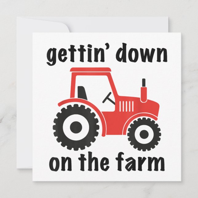 Tractor Getting Down on the Farm Country Barn Danc Invitation (Front)