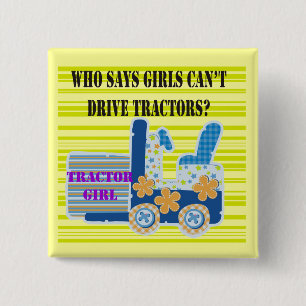 Tractor Girl Tshirts and Gifts 15 Cm Square Badge