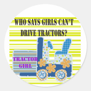 Tractor Girl Tshirts and Gifts Classic Round Sticker