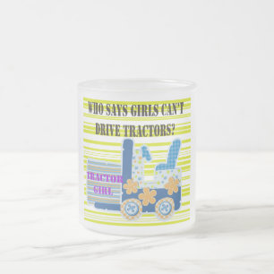 Tractor Girl Tshirts and Gifts Frosted Glass Coffee Mug
