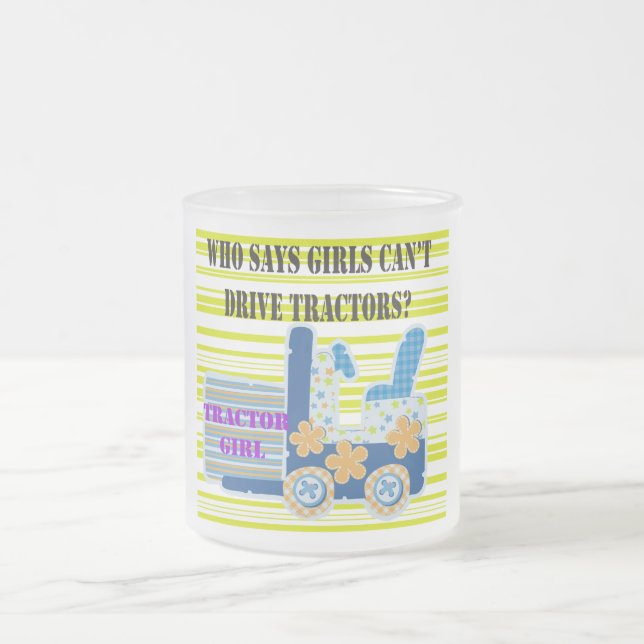 Tractor Girl Tshirts and Gifts Frosted Glass Coffee Mug (Center)