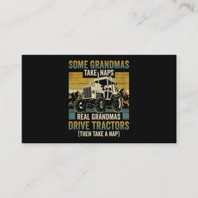 Tractor Grandma Farm Gifts Real Grandmas Drive Tra Business Card (Front)
