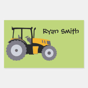 Tractor green background school name sticker