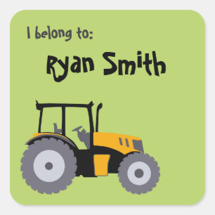 Tractor green school books sticker back to school