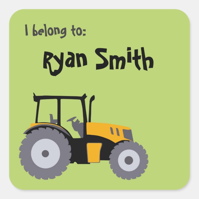 Tractor green school books sticker back to school (Front)