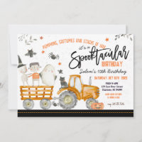 Tractor Halloween Birthday Party Invitation,