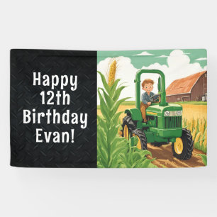 Tractor Happy Birthday Farming Equipment Kid's Banner