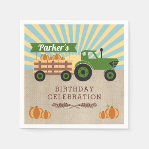 Tractor Hayride Pumpkin Birthday Napkins