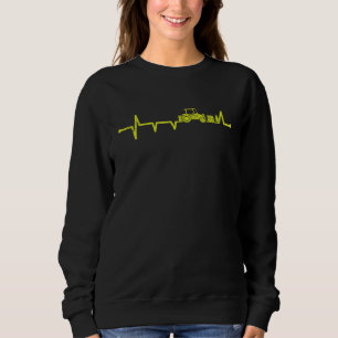 Tractor Heartbeat Ekg Puls Heart Rate Tractor Far Sweatshirt