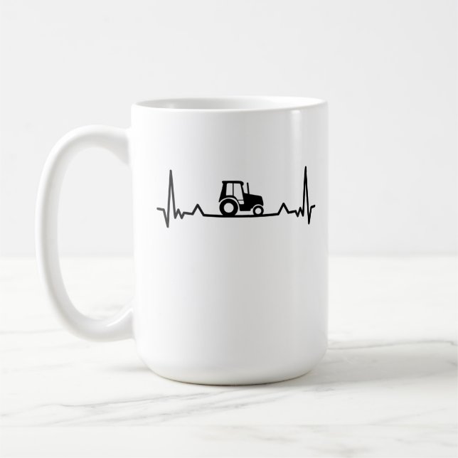 Tractor Heartbeat Farming and Farmer Gifts Coffee Mug (Left)