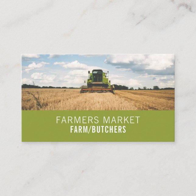 Tractor in Field, Farmer & Butcher Business Card (Front)