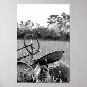 Tractor in Long Grass Poster