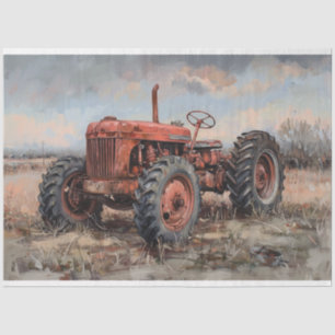 Tractor in the Field Rustic Decoupage Tissue Paper