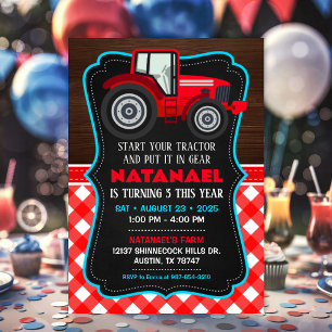 Tractor Invitation for Farm Birthday Party