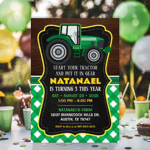 Tractor Invitation for Farm Birthday Party