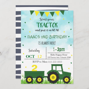 Tractor Invitation, Tractor Birthday Invite