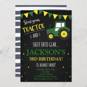 Tractor Invitation, Tractor Birthday Invite