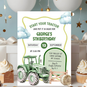 Tractor Kid's Birthday Invitation