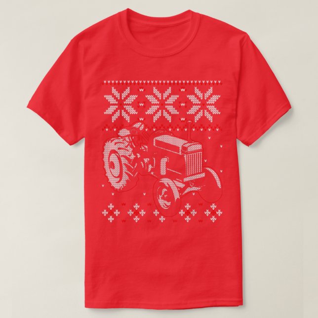 Tractor Lover Ugly Christmas Sweater, Farmer Farmi T-Shirt (Design Front)