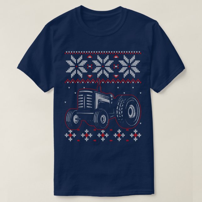 Tractor Lover Ugly Christmas Sweater, Farmer Farmi T-Shirt (Design Front)
