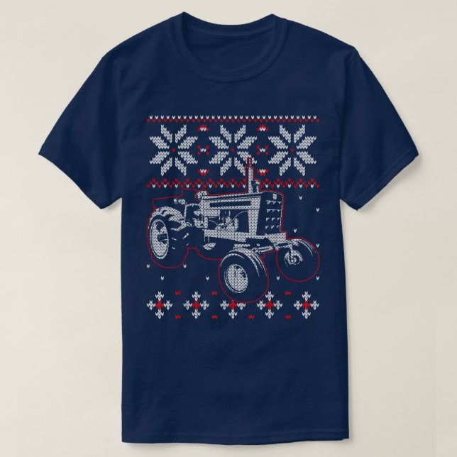Tractor Lover Ugly Christmas Sweater, Farmer Farmi T-Shirt (Design Front)