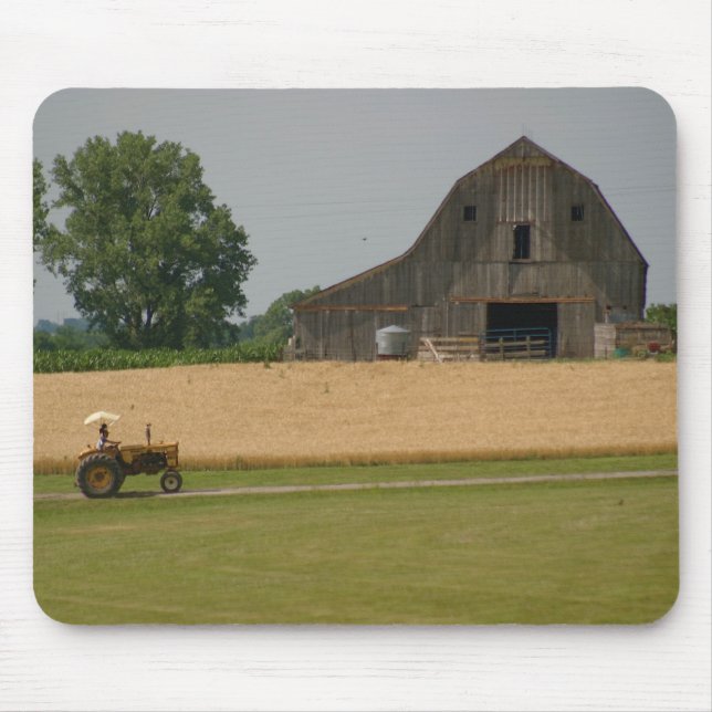 Tractor Mousepad: Tractor and barn Mouse Mat (Front)
