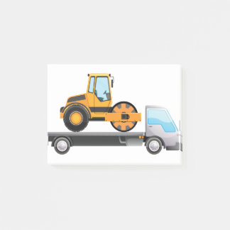 Tractor on moving truck post-it notes