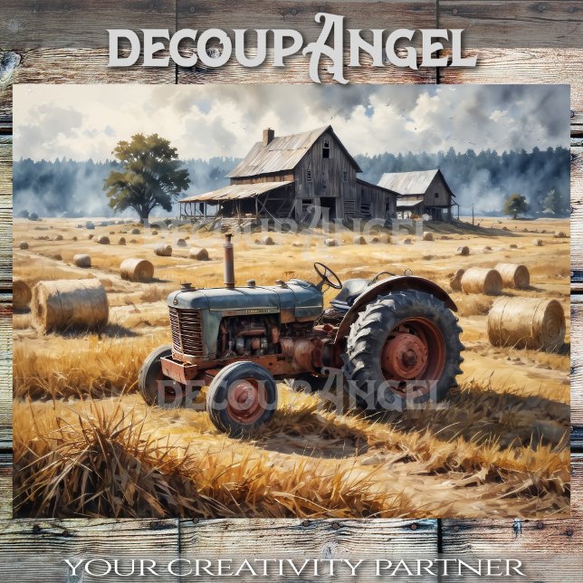 Tractor on the Farm Landscape #1 - decoupage - Tissue Paper (Creator Uploaded)