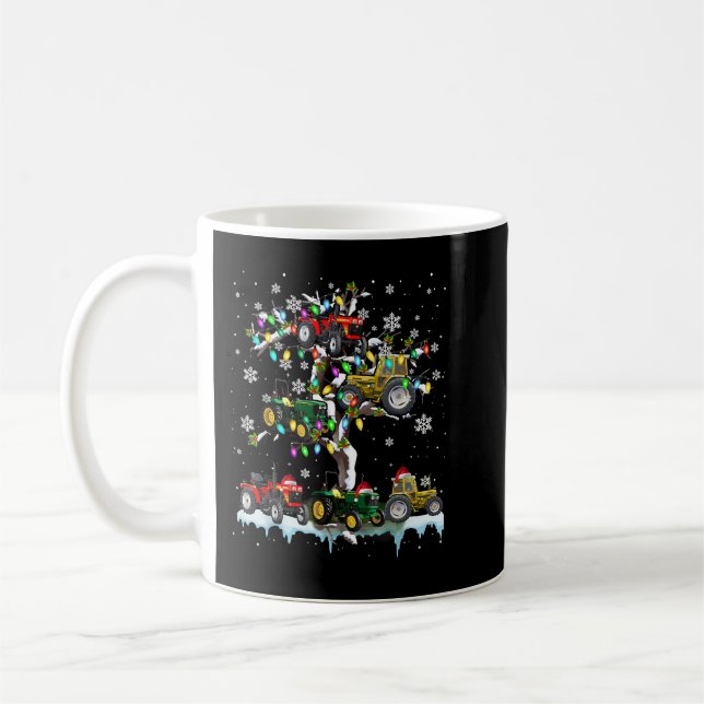 Tractor On Xmas Tree Christmas Santa Tractor Drive Coffee Mug (Left)